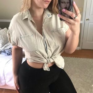 Acid washed button down shirt